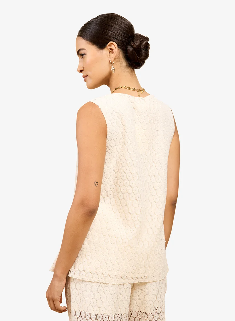 Little Mistress Cream Lace Top Dress